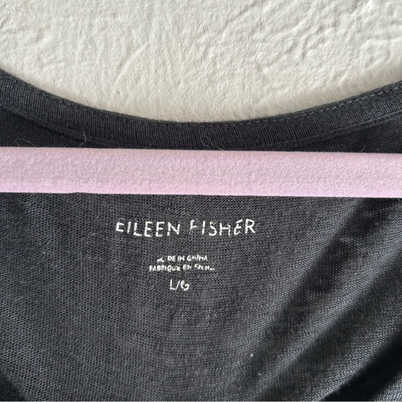 Eileen Fisher Sleeveless Organic Linen Asymmetrical Midi Dress Sz Large Black - Picture 3 of 6